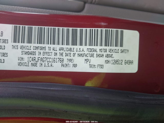 Продаж на аукціоні авто 2012 Jeep Grand Cherokee Laredo, vin: 1C4RJFAG7CC161760, номер лоту: 43162461