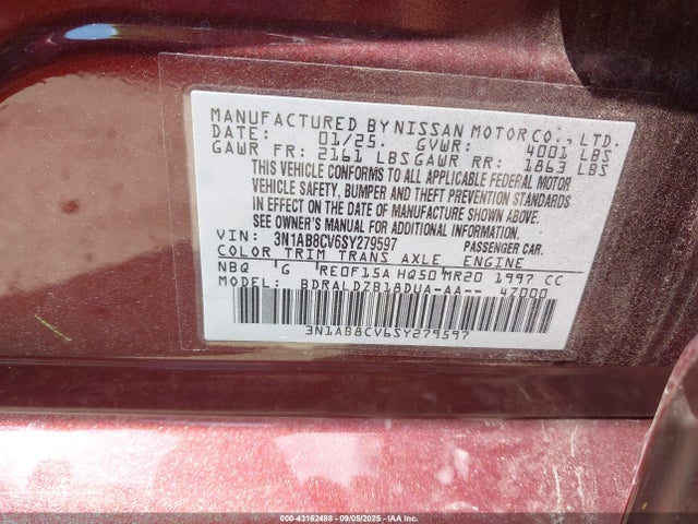 3N1AB8CV6SY279597 Nissan 2025