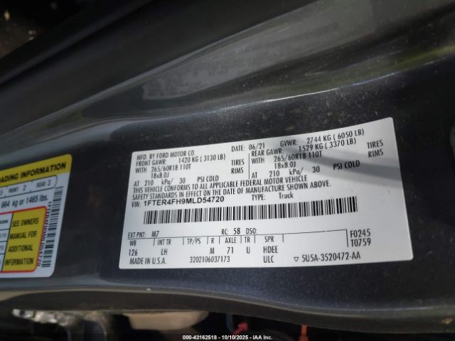 2021 FORD RANGER 1FTER4FH9MLD54720 Photo 8