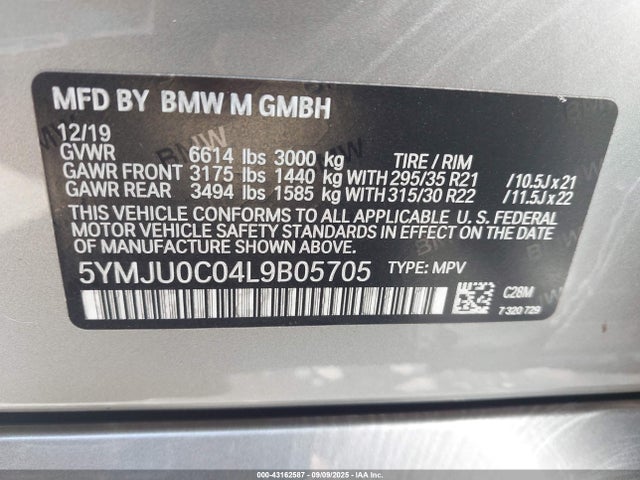 5YMJU0C04L9B05705 BMW X5