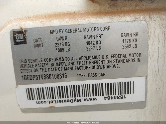 2008 CADILLAC CTS 1G6DP57V380108316 Photo 8