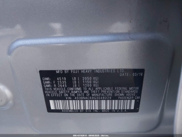 Subaru 2.5l u5 2016 4S3BNAC68G3048029 Image 9