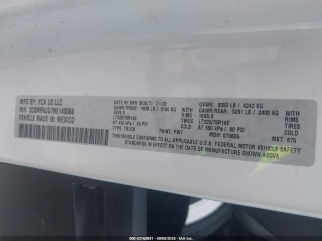 2022 RAM PROMASTER 3500 3C6MRVJG7NE140066 Photo 8