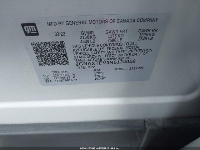 Chevrolet lyx 2022 2GNAXTEV3N6134058 Image 9