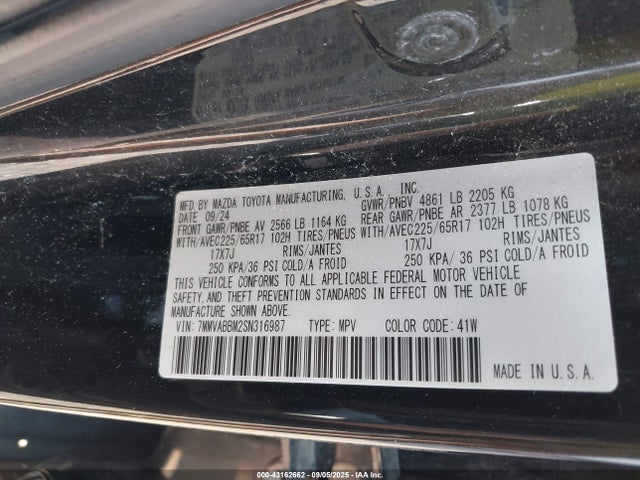 43162662 :رقم المزاد ، 7MMVABBM2SN316987 vin ، 2025 Mazda Cx-50 2.5 S Preferred Package مزاد بيع