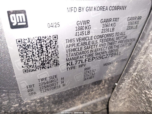 KL77LFEP5SC278941 Chevrolet lbp