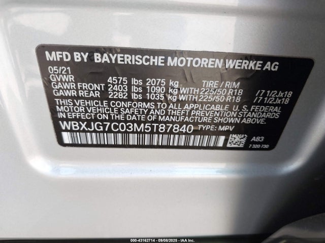BMW 2021 2021 WBXJG7C03M5T87840 Image 9