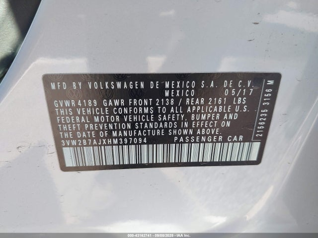 3VW2B7AJXHM397094 Volkswagen 1.4 tsi