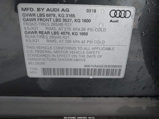 2019 AUDI E-TRON WA1VAAGE3KB008055 Photo 8