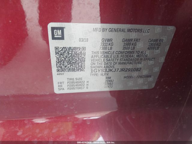 2018 CADILLAC ESCALADE ESV 1GYS3JKJ7JR291082 Photo 8