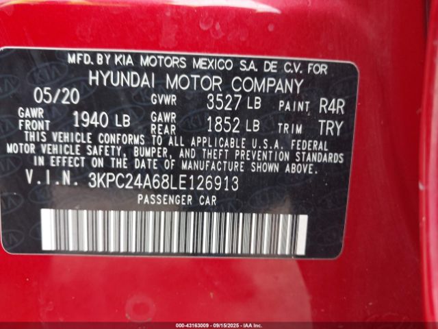 2020 HYUNDAI ACCENT 3KPC24A68LE126913 Photo 8