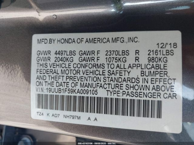 2019 ACURA TLX 19UUB1F59KA009105 Photo 8