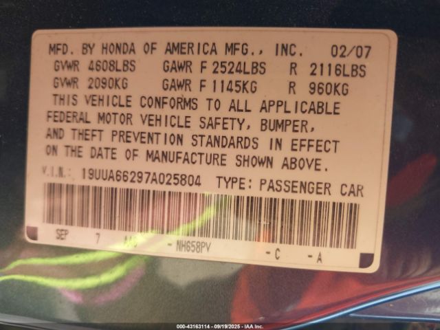 2007 ACURA TL 19UUA66297A025804 Photo 8