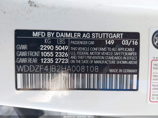 Mercedes-Benz m274 2017 WDDZF4JB2HA008108 Image 9