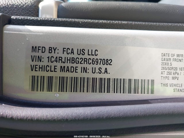 1C4RJHBG2RC697082 Jeep Grand Cherokee