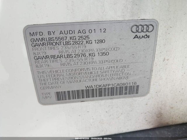 2012 AUDI Q5 WA1DKAFP1CA080116 Photo 8