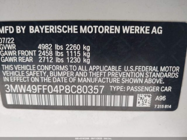 2023 BMW 3 SERIES 3MW49FF04P8C80357 Photo 8
