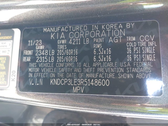 KNDCP3LE3R5148600 KIA gdi kappa pe