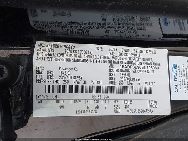1FADP3L96EL195980 Ford 2014