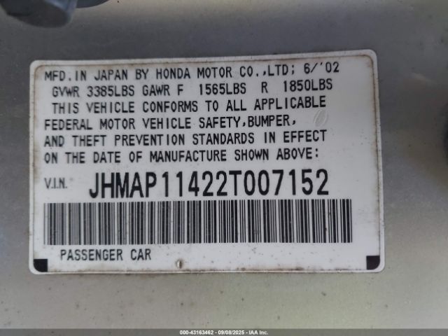 2002 HONDA S2000 JHMAP11422T007152 Photo 8