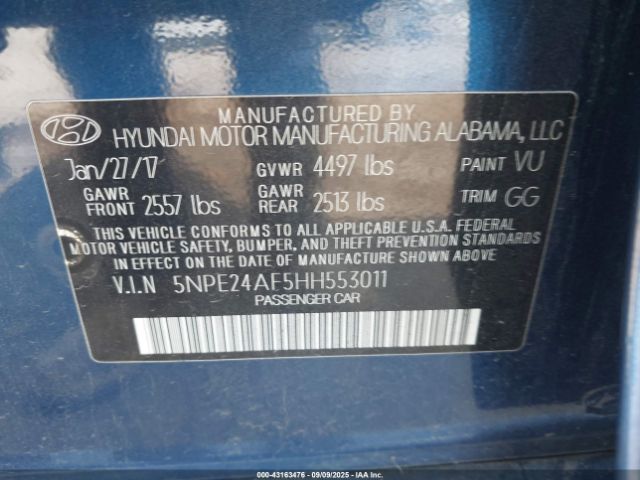 2017 HYUNDAI SONATA 5NPE24AF5HH553011 Photo 8