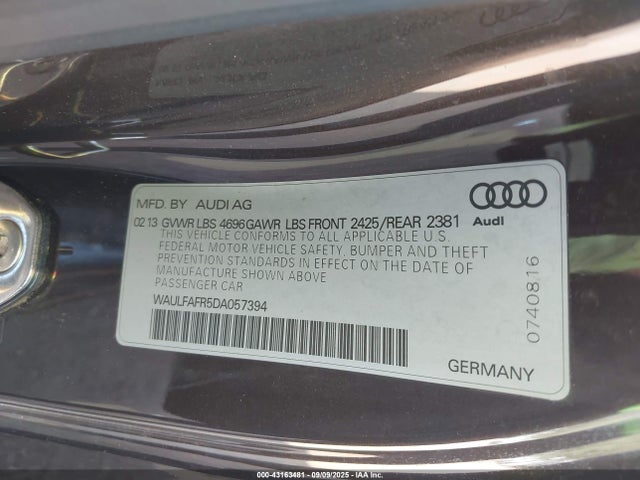 2013 AUDI A5 WAULFAFR5DA057394 Photo 8