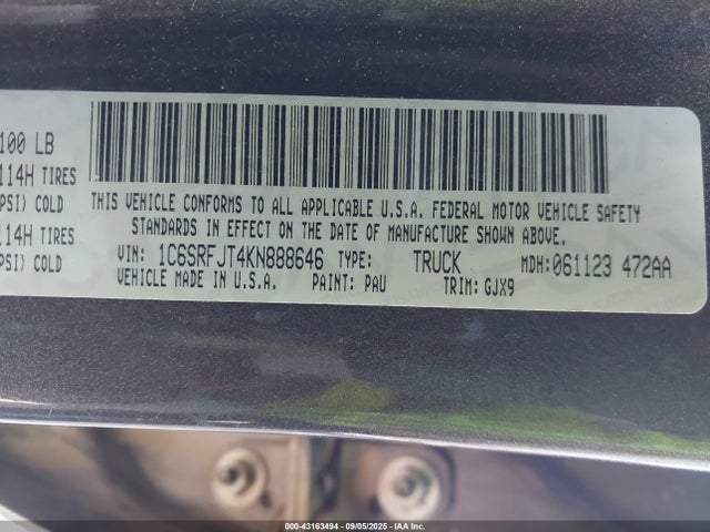 RAM 1500 2019 1C6SRFJT4KN888646 Image 9
