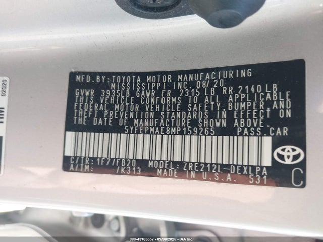 Toyota 2zr-fae 2021 5YFEPMAE8MP159265 Image 9