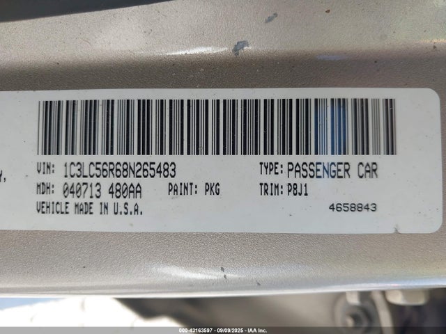 Aukcja sprzedaży 2008 Chrysler Sebring Touring, vin: 1C3LC56R68N265483, numer aukcji: 43163597