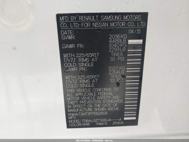 Nissan 2015 2015 KNMAT2MT3FP562809 Image 9