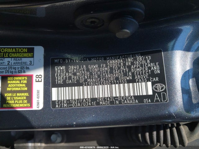 Продаж на аукціоні авто 2013 Toyota Corolla L, vin: 2T1BU4EE6DC111155, номер лоту: 43163679