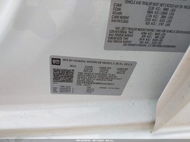 GMC l84 2024 3GTPHDED9RG413621 Image 9
