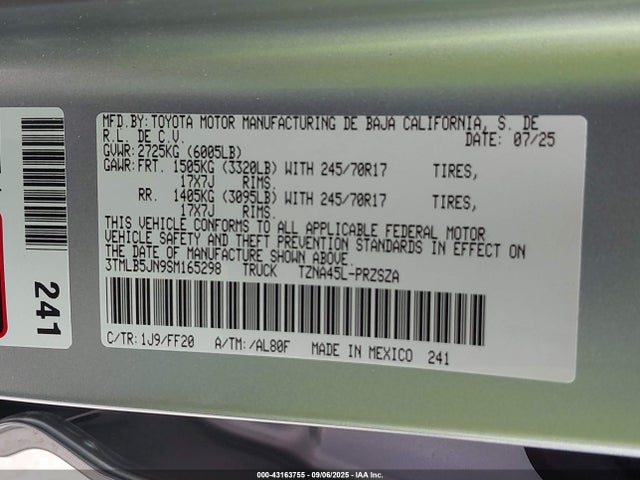 Toyota t24a-fts 2025 3TMLB5JN9SM165298 Image 9