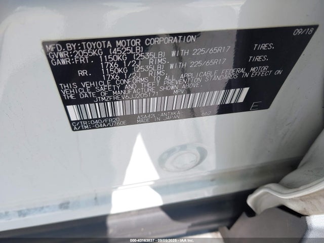 JTMZFREV6JJ205171 Toyota 2ar-fe
