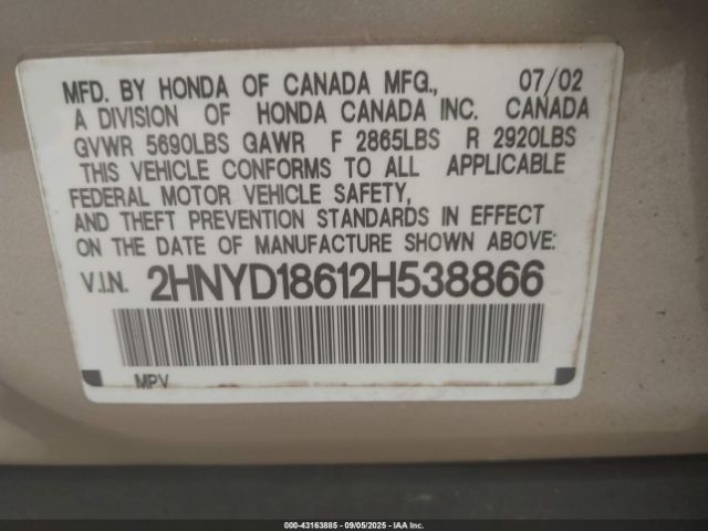 2002 ACURA MDX 2HNYD18612H538866 Photo 8