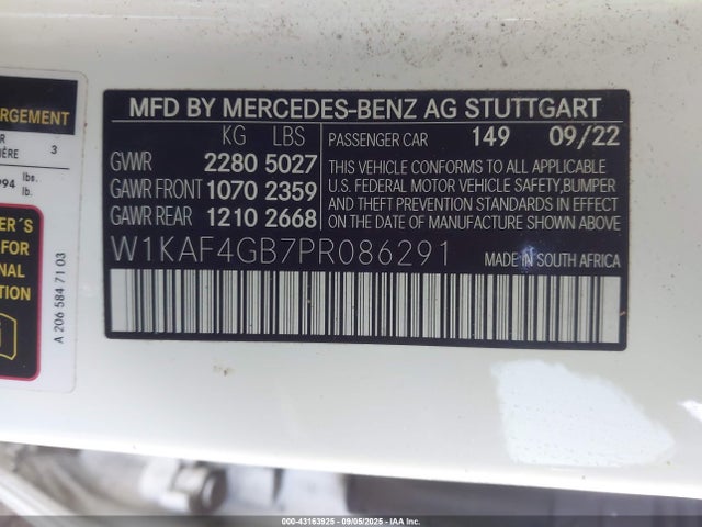 W1KAF4GB7PR086291 Mercedes-Benz m254