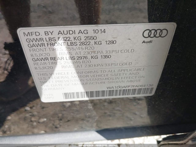 WA1DGAFP7FA064136 Audi 3.0t