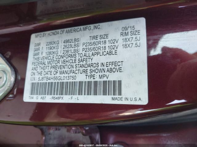 2016 ACURA RDX 5J8TB4H56GL013750 Photo 8