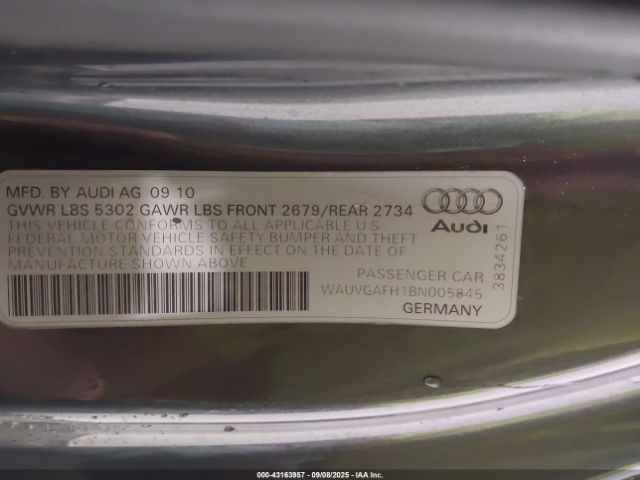 2011 AUDI S5 WAUVGAFH1BN005845 Photo 8