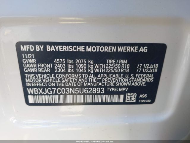 2022 BMW X1 WBXJG7C03N5U62893 Photo 8