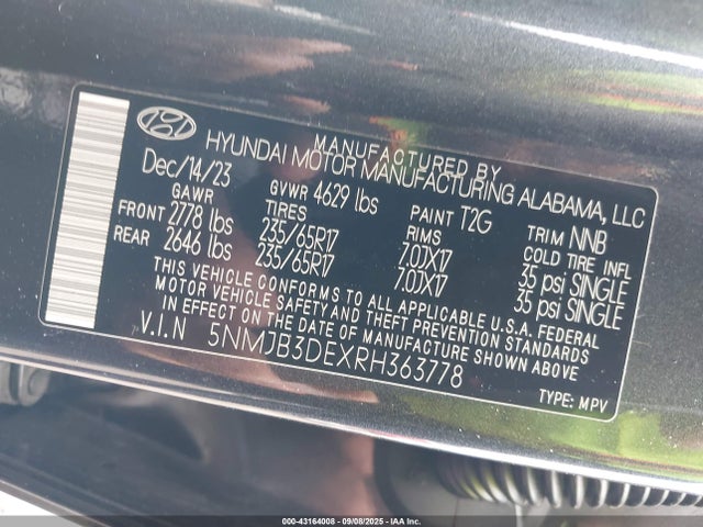 2024 HYUNDAI TUCSON 5NMJB3DEXRH363778 Photo 8