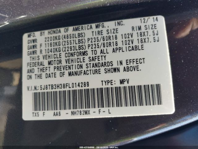 2015 ACURA RDX 5J8TB3H38FL014289 Photo 8