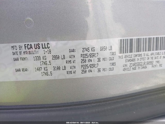 2C4RDGBG2JR180992 Dodge Grand Caravan