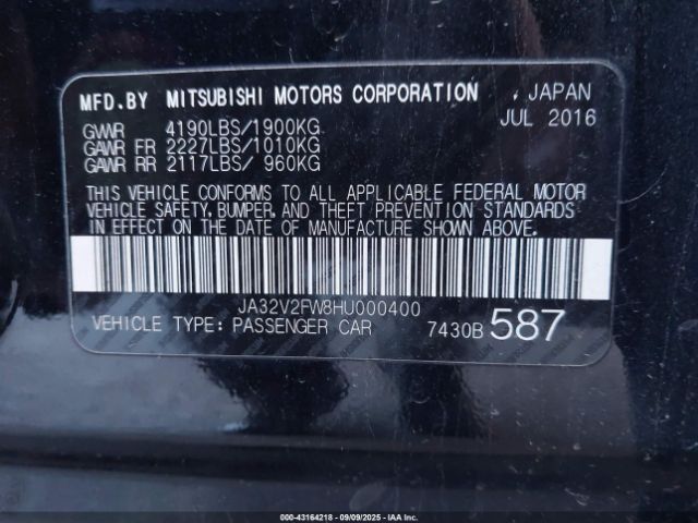 2017 MITSUBISHI LANCER JA32V2FW8HU000400 Photo 8