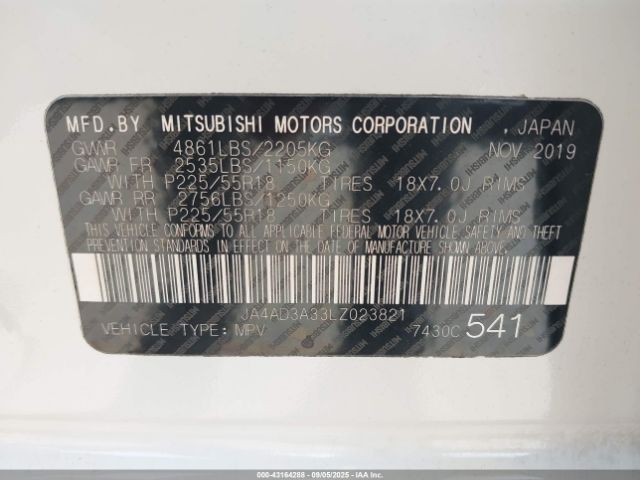 2020 MITSUBISHI OUTLANDER JA4AD3A33LZ023821 Photo 8