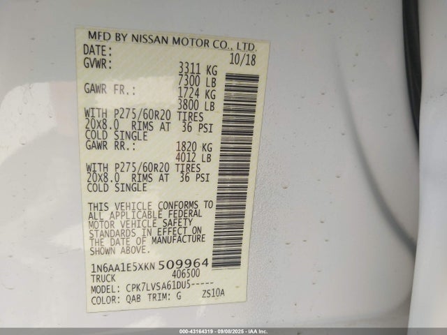 Nissan 2019 2019 1N6AA1E5XKN509964 Image 9