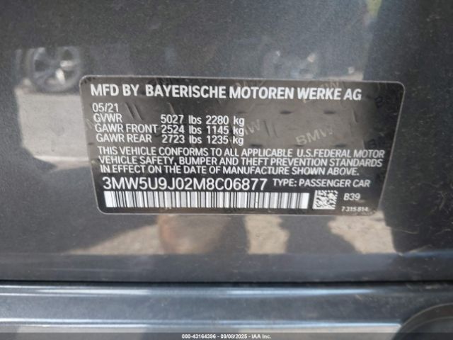 2021 BMW 3 SERIES 3MW5U9J02M8C06877 Photo 8