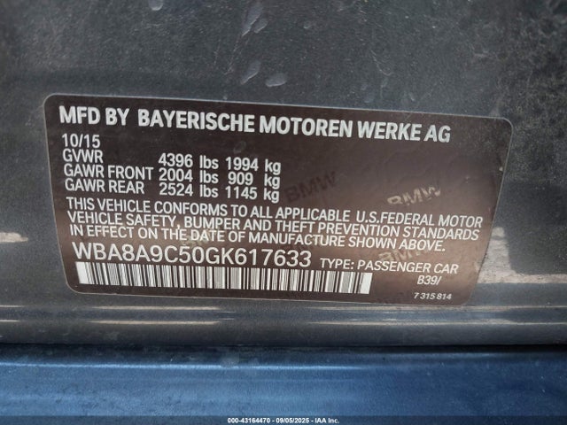BMW 2016 2016 WBA8A9C50GK617633 Image 9