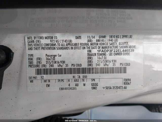 Ford 2014 2014 1FADP3F22EL446539 Image 9