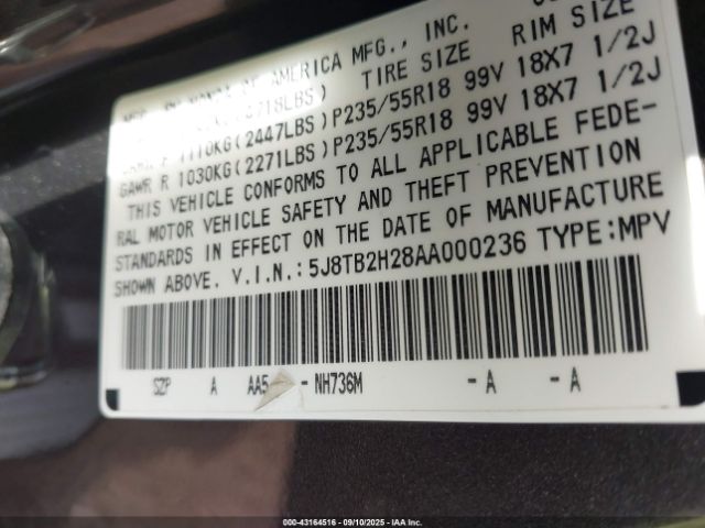 2010 ACURA RDX 5J8TB2H28AA000236 Photo 8